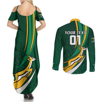Personalised South Africa Rugby Couples Matching Summer Maxi Dress and Long Sleeve Button Shirts Springboks Go Champions World Cup 2023 - Wonder Print Shop