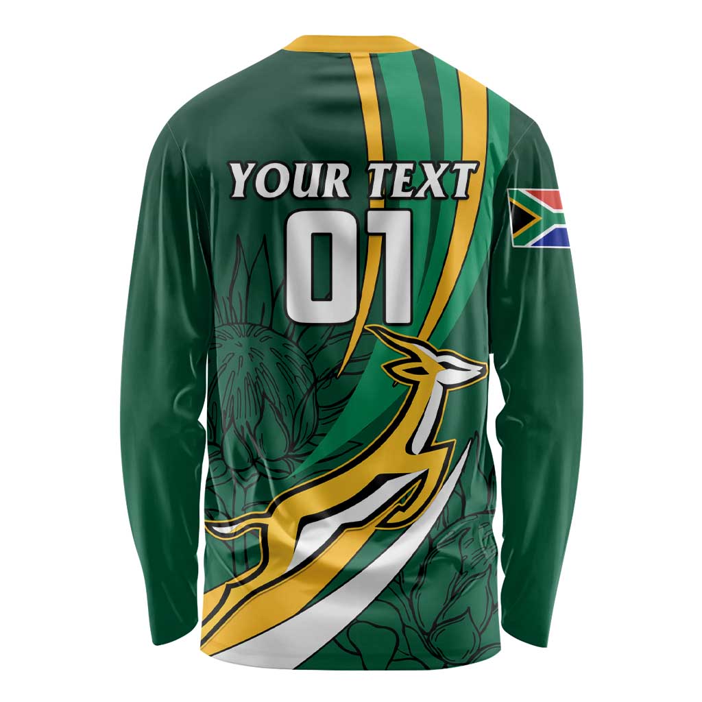 Personalised South Africa Rugby Long Sleeve Shirt Springboks Go Champions World Cup 2023 LT01
