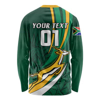 Personalised South Africa Rugby Long Sleeve Shirt Springboks Go Champions World Cup 2023 LT01
