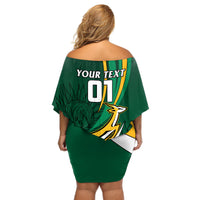 Personalised South Africa Rugby Off Shoulder Short Dress Springboks Go Champions World Cup 2023 - Wonder Print Shop