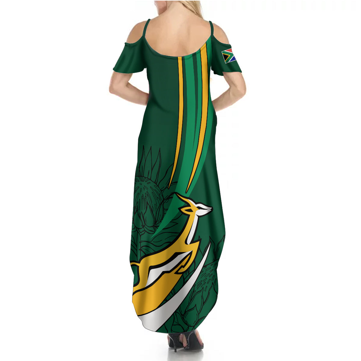 Personalised South Africa Rugby Summer Maxi Dress Springboks Go Champions World Cup 2023 - Wonder Print Shop