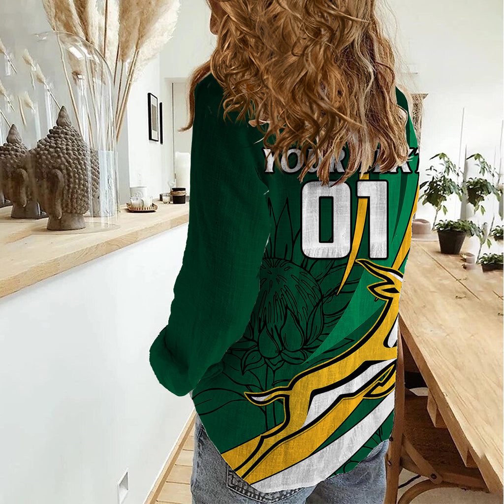 Personalised South Africa Rugby Women Casual Shirt Springboks Go Champions World Cup 2023 - Wonder Print Shop