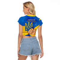 Ukraine Independence Day Raglan Cropped T Shirt Ukrainian Trident Special Version - Wonder Print Shop