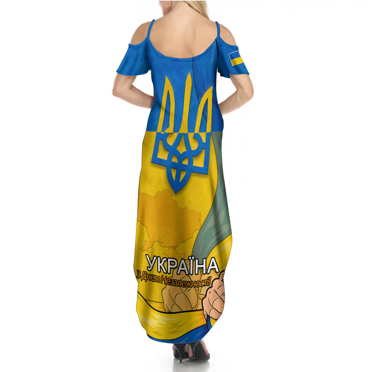 Ukraine Independence Day Summer Maxi Dress Ukrainian Trident Special Version - Wonder Print Shop