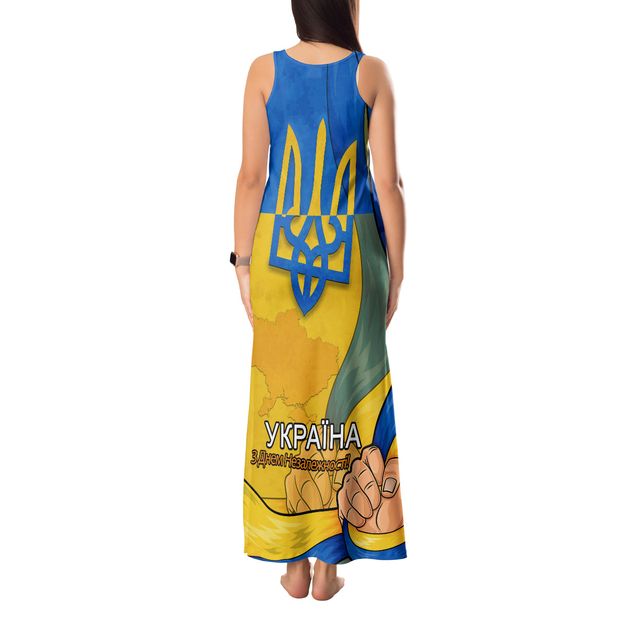 Ukraine Independence Day Tank Maxi Dress Ukrainian Trident Special Version - Wonder Print Shop