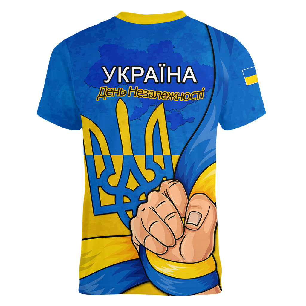 Ukraine Independence Day Women V Neck T Shirt Ukrainian Trident Special Version - Wonder Print Shop