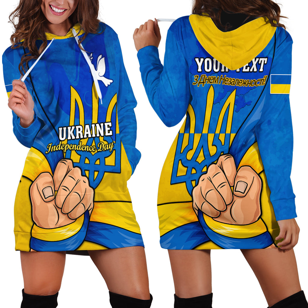 Personalised Ukraine Independence Day Hoodie Dress Ukrainian Trident Special Version - Wonder Print Shop