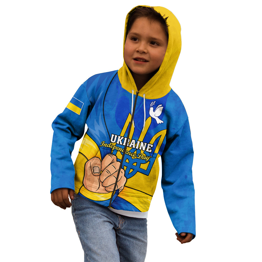 Personalised Ukraine Independence Day Kid Hoodie Ukrainian Trident Special Version - Wonder Print Shop