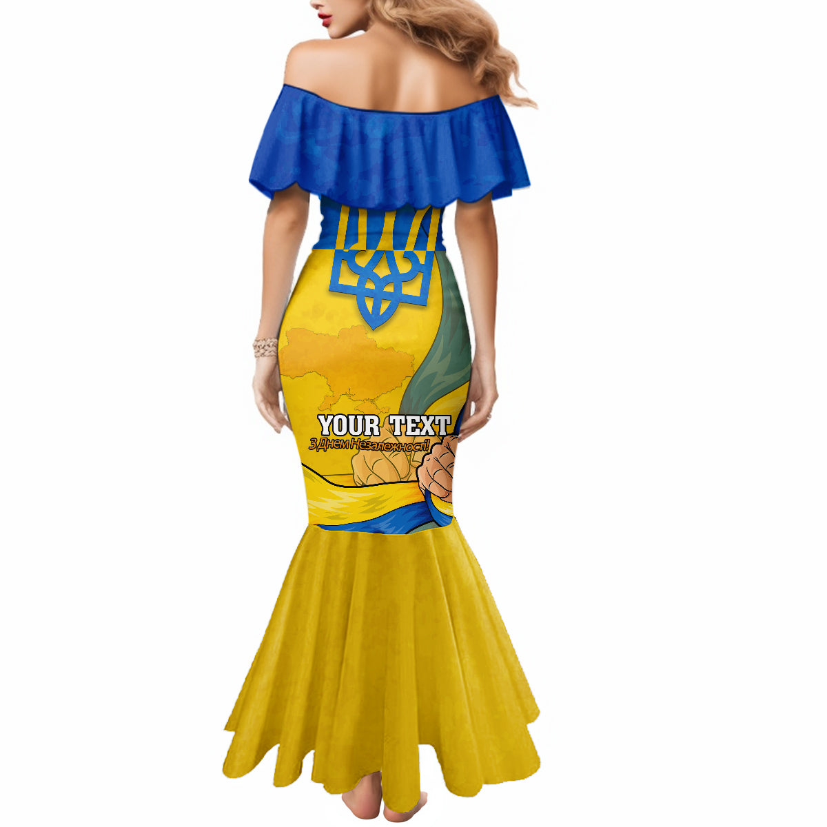 Personalised Ukraine Independence Day Mermaid Dress Ukrainian Trident Special Version - Wonder Print Shop