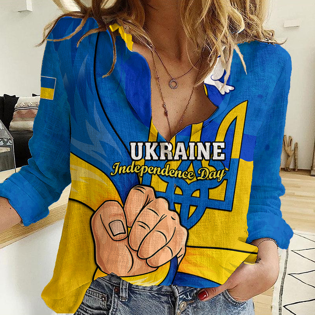 personalised-ukraine-independence-day-women-casual-shirt-ukrainian-trident-special-version