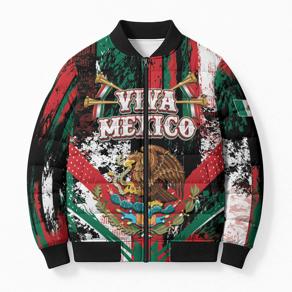 Personalized Viva Mexico Bomber Puffer Jacket Happy Independence Day