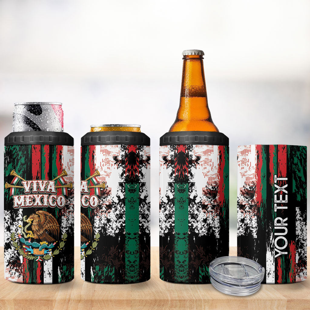 Personalized Viva Mexico 4 in 1 Can Cooler Tumbler Happy Independence Day
