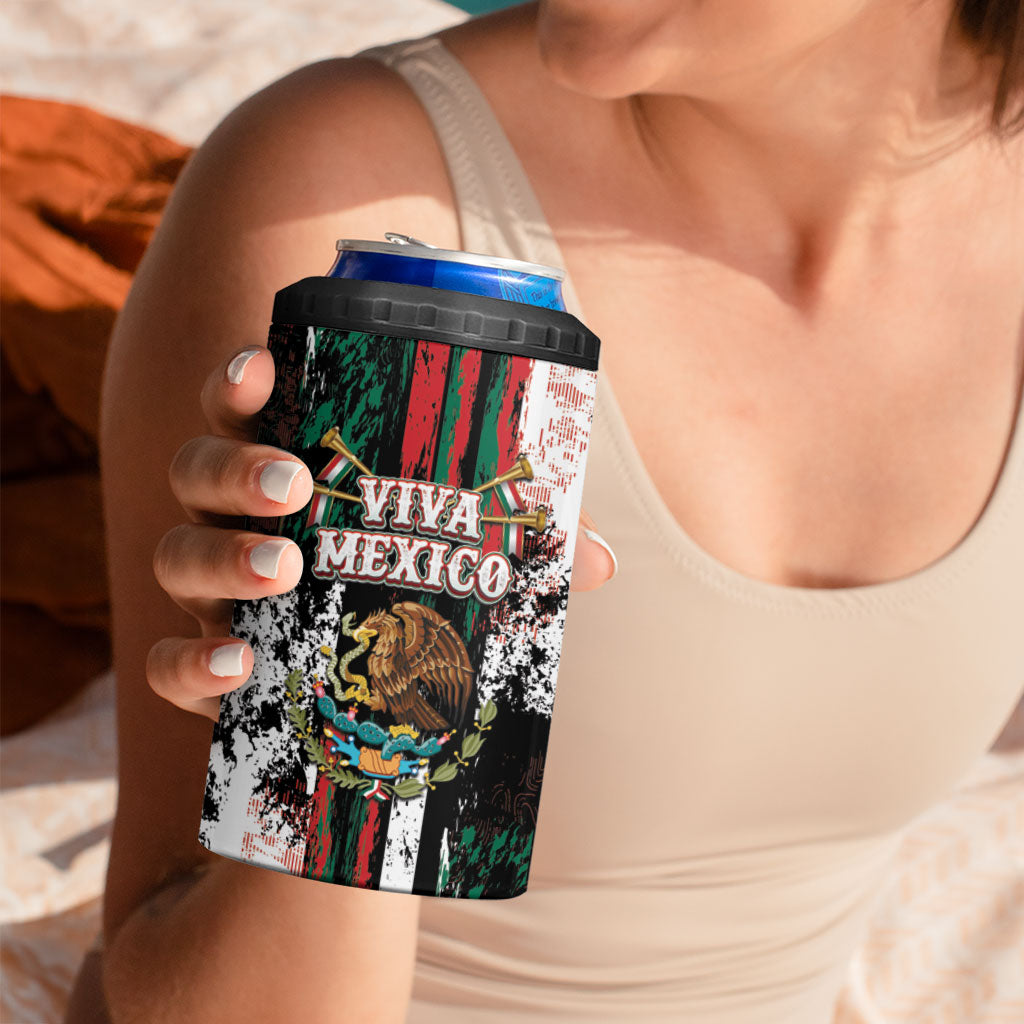 Personalized Viva Mexico 4 in 1 Can Cooler Tumbler Happy Independence Day