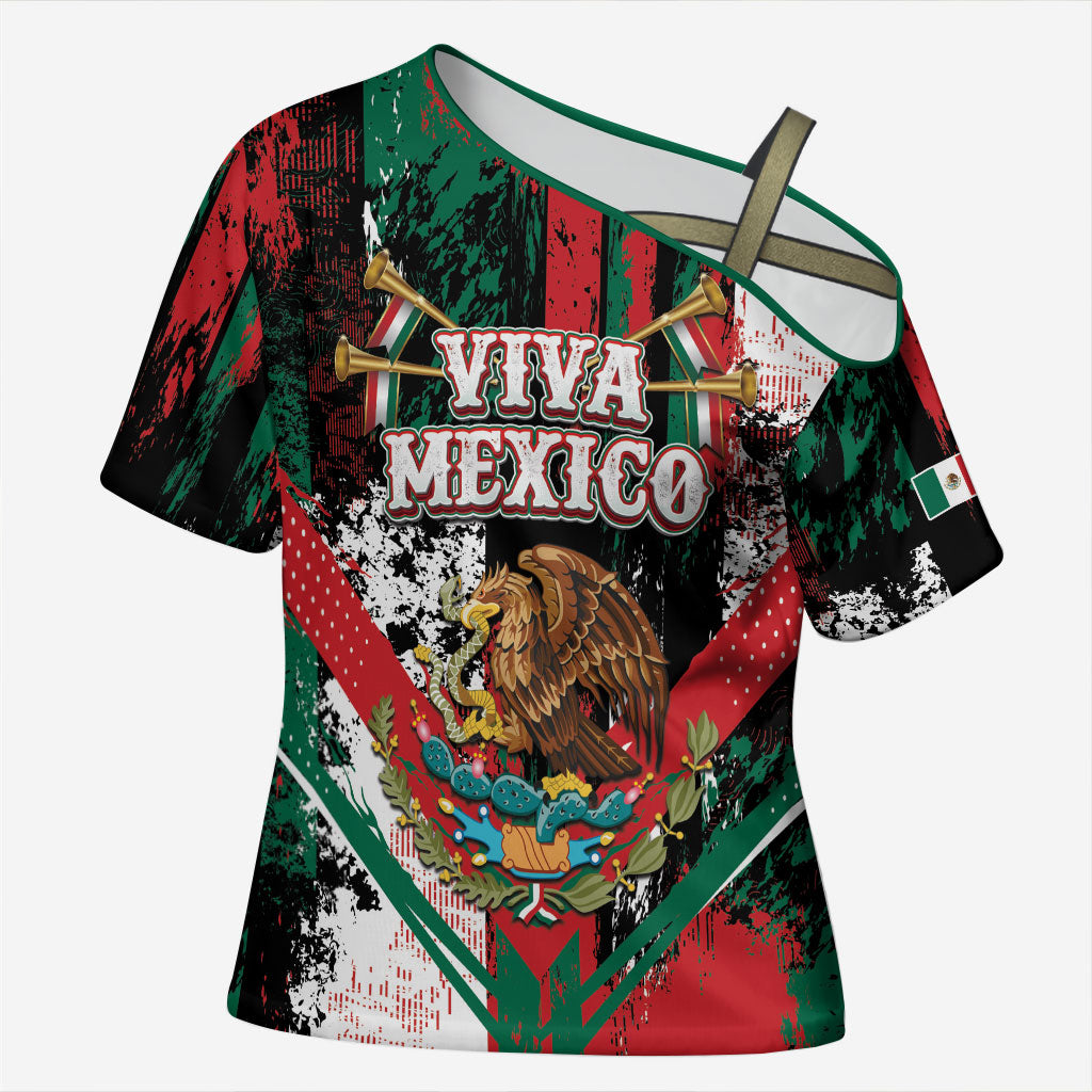 Personalized Viva Mexico Cross Shoulder Shirt Happy Independence Day