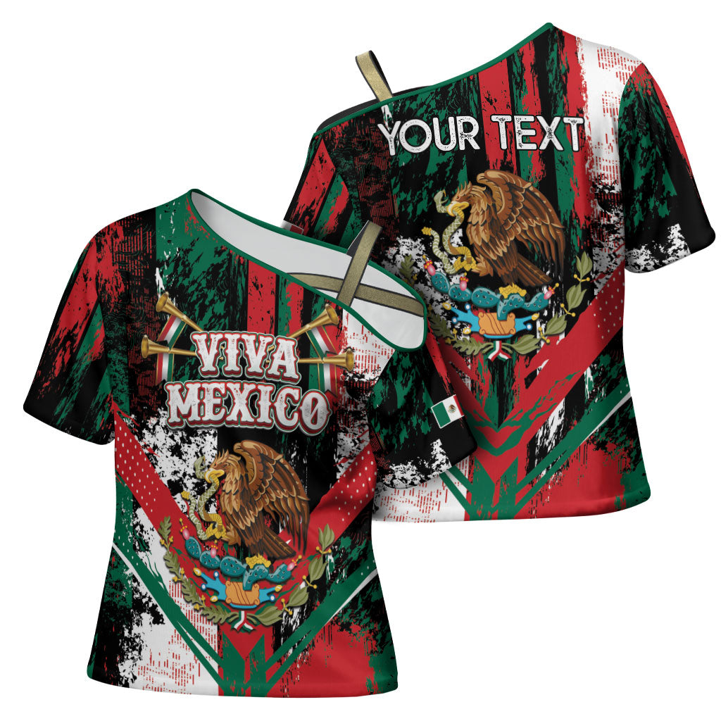 Personalized Viva Mexico Cross Shoulder Shirt Happy Independence Day