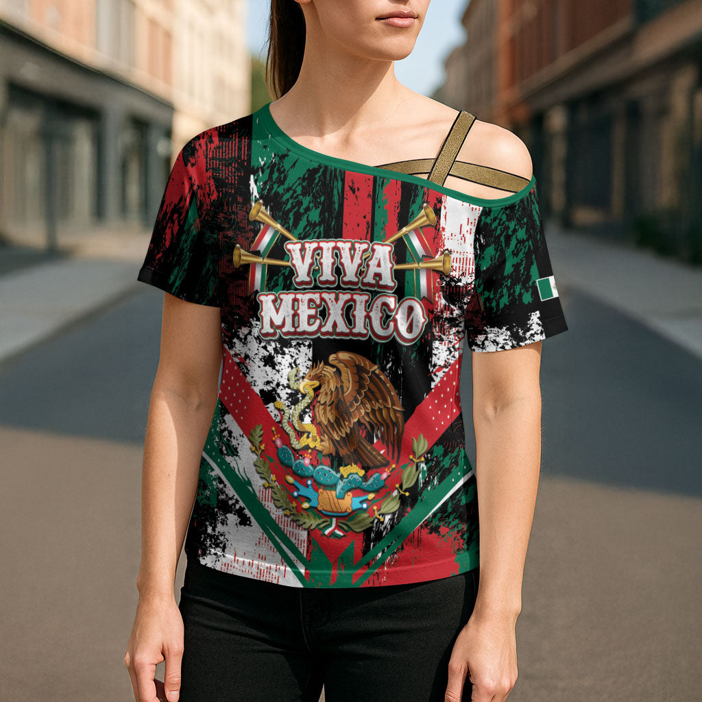 Personalized Viva Mexico Cross Shoulder Shirt Happy Independence Day