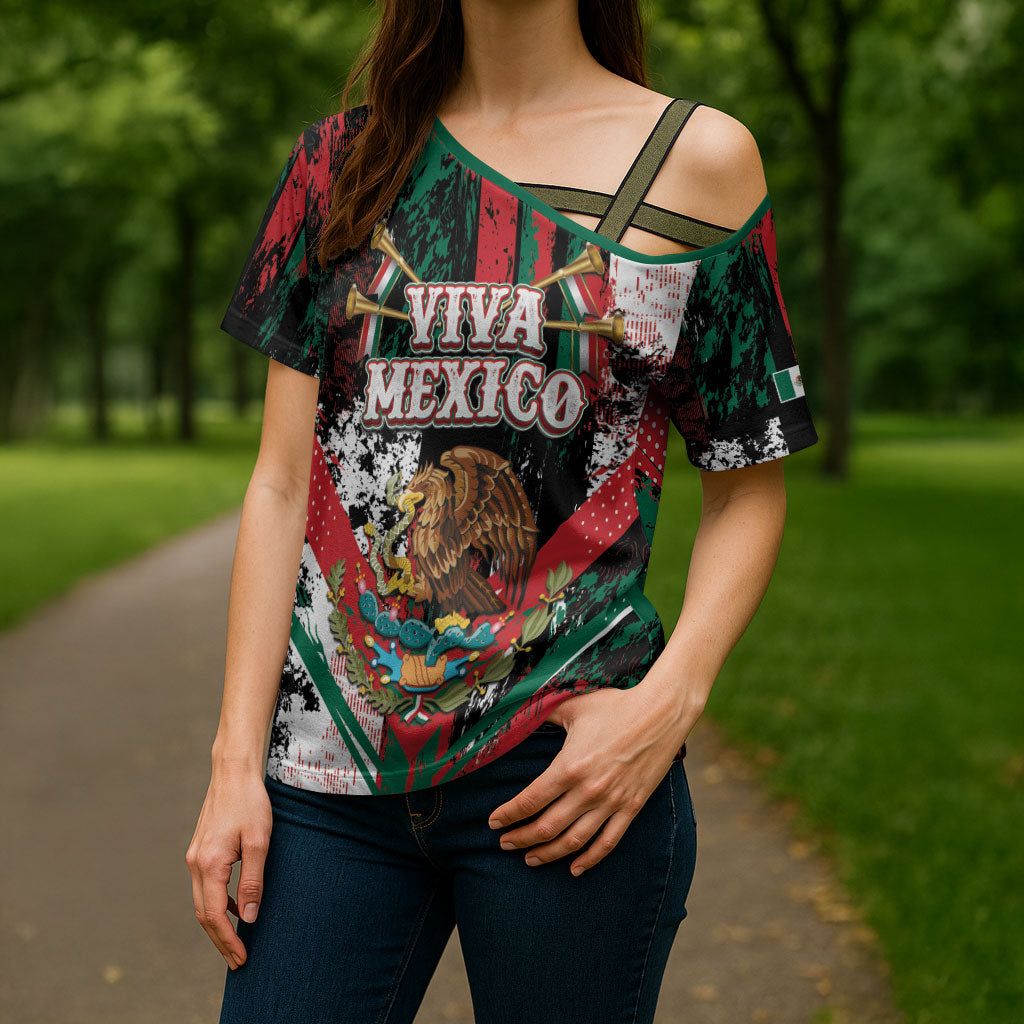 Personalized Viva Mexico Cross Shoulder Shirt Happy Independence Day