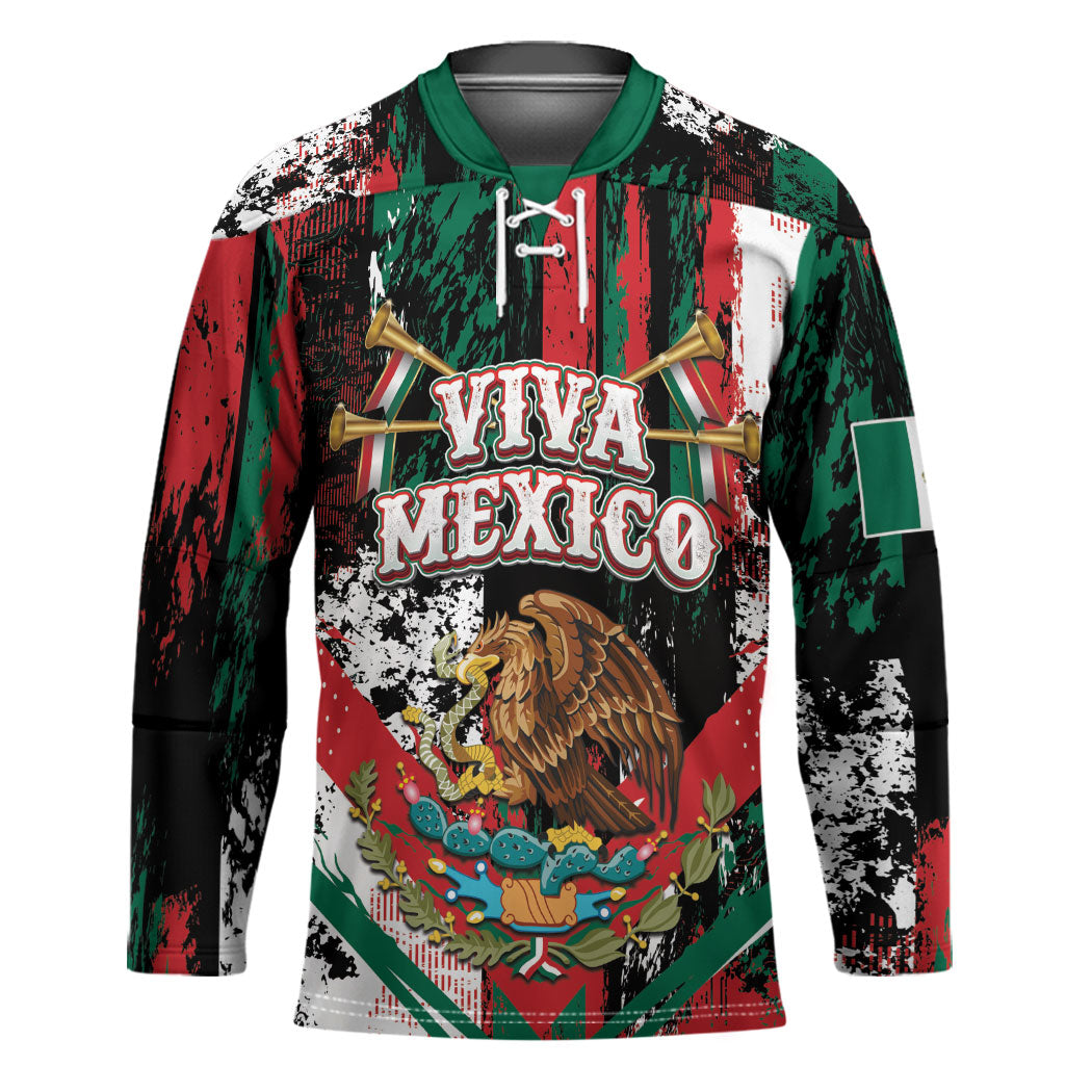 Personalized Viva Mexico Hockey Jersey Happy Independence Day