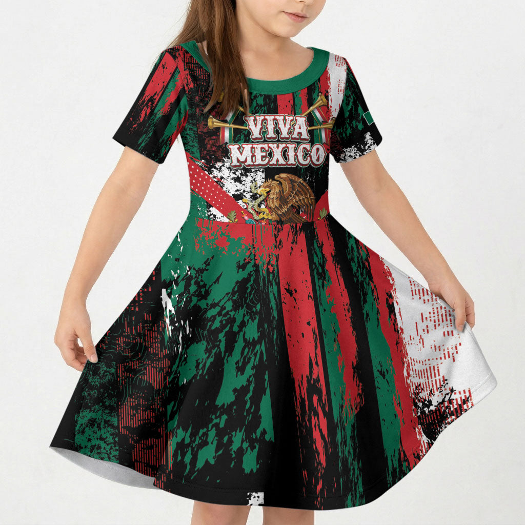 Personalized Viva Mexico Kid Short Sleeve Dress Happy Independence Day