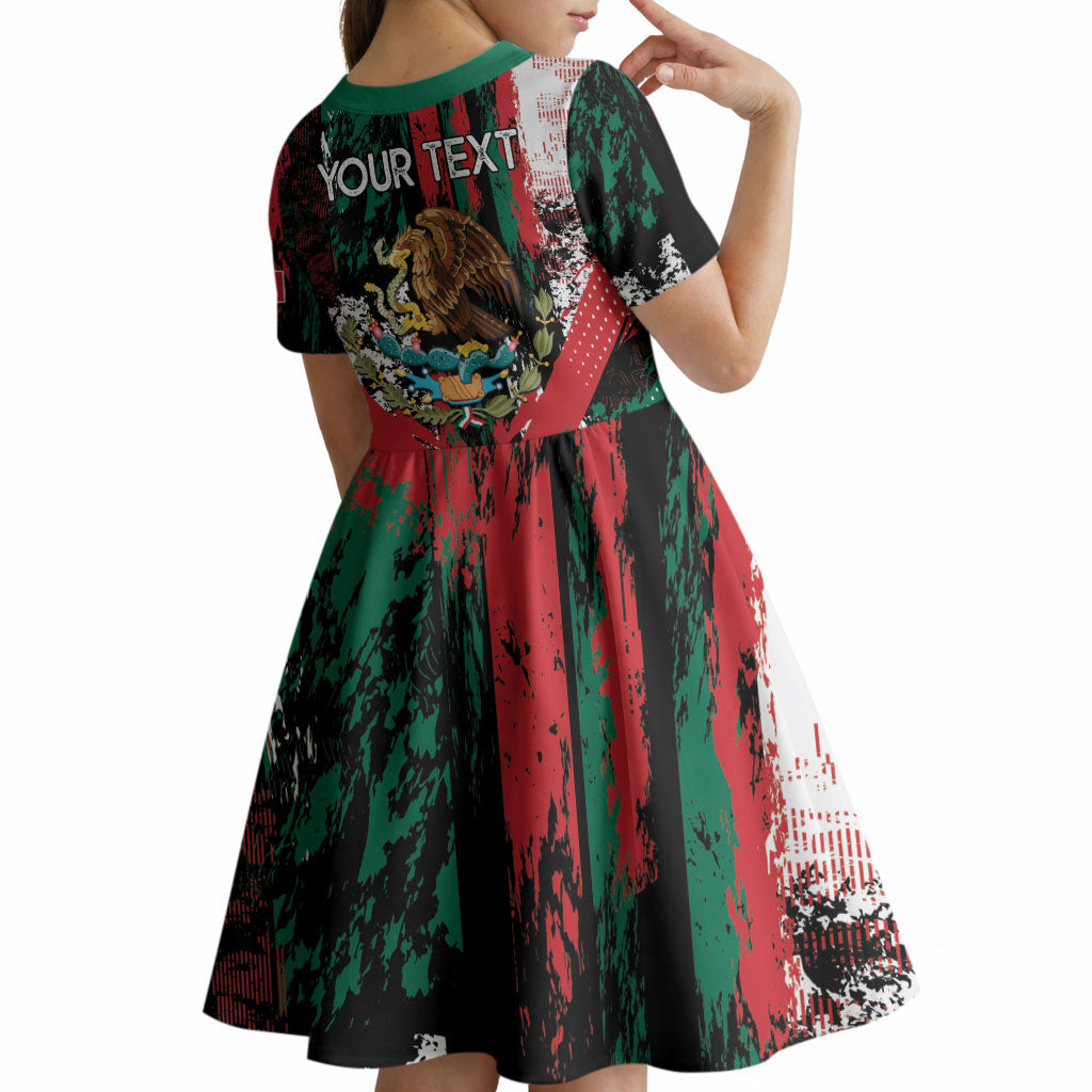 Personalized Viva Mexico Kid Short Sleeve Dress Happy Independence Day