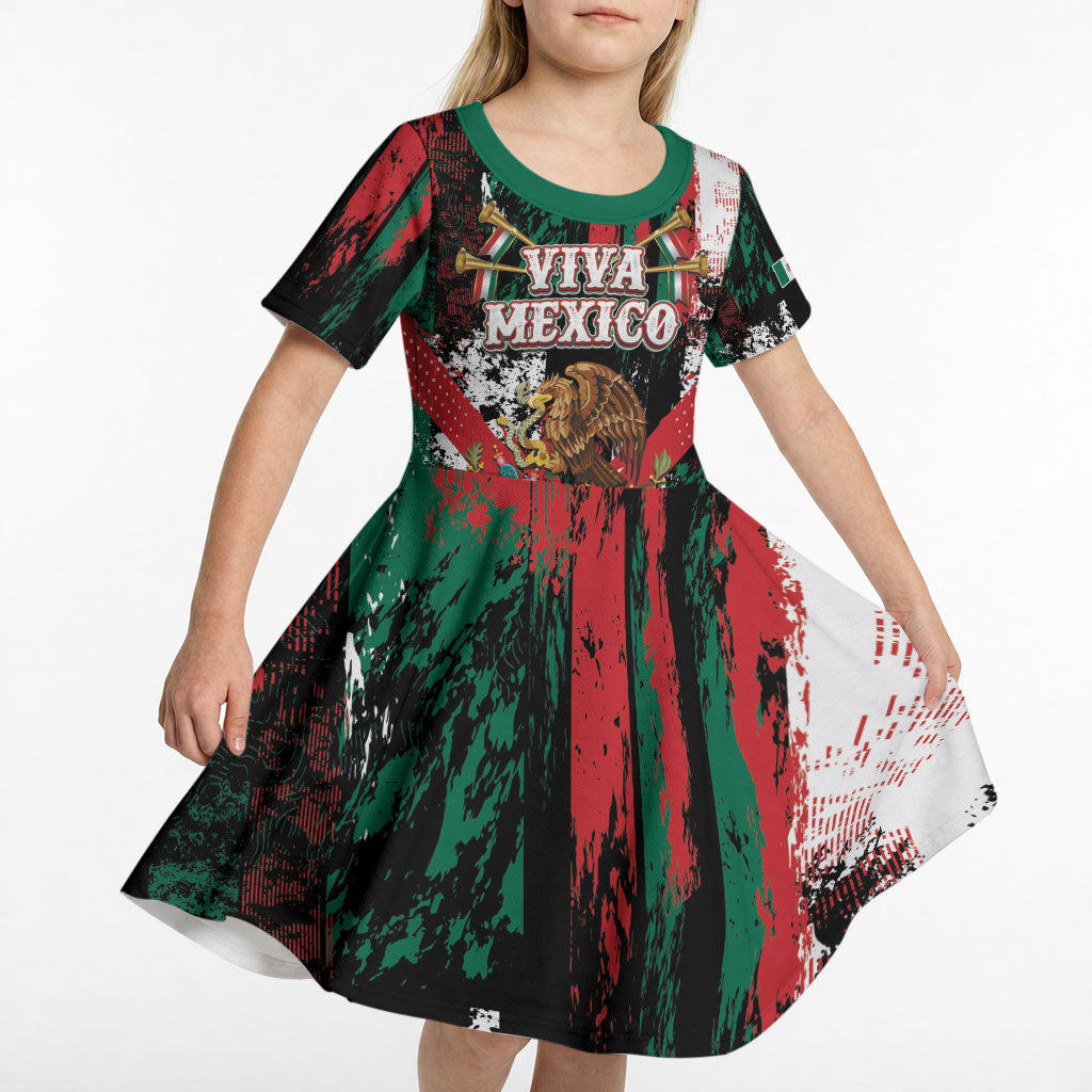 Personalized Viva Mexico Kid Short Sleeve Dress Happy Independence Day