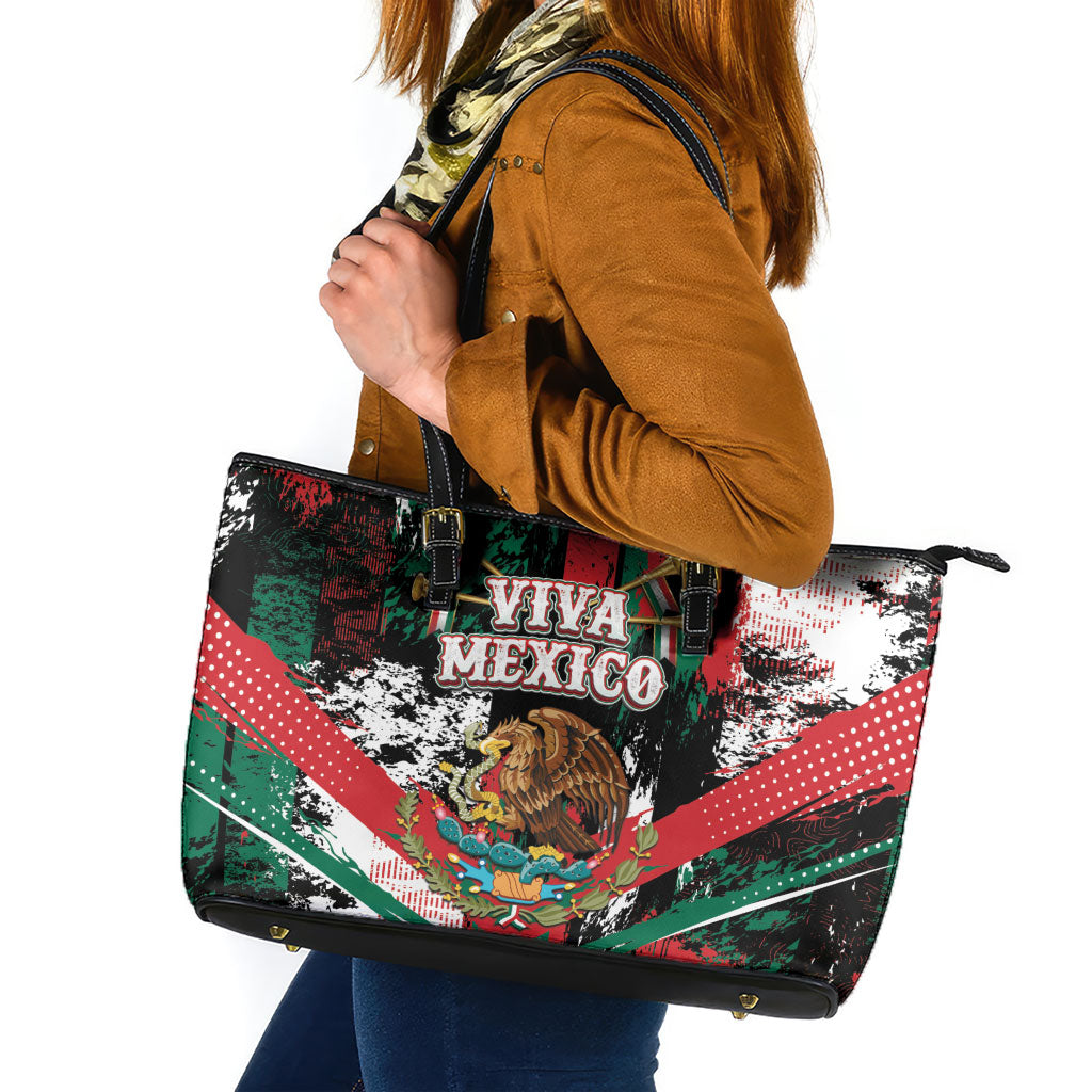 Viva Mexico Leather Tote Bag Happy Independence Day