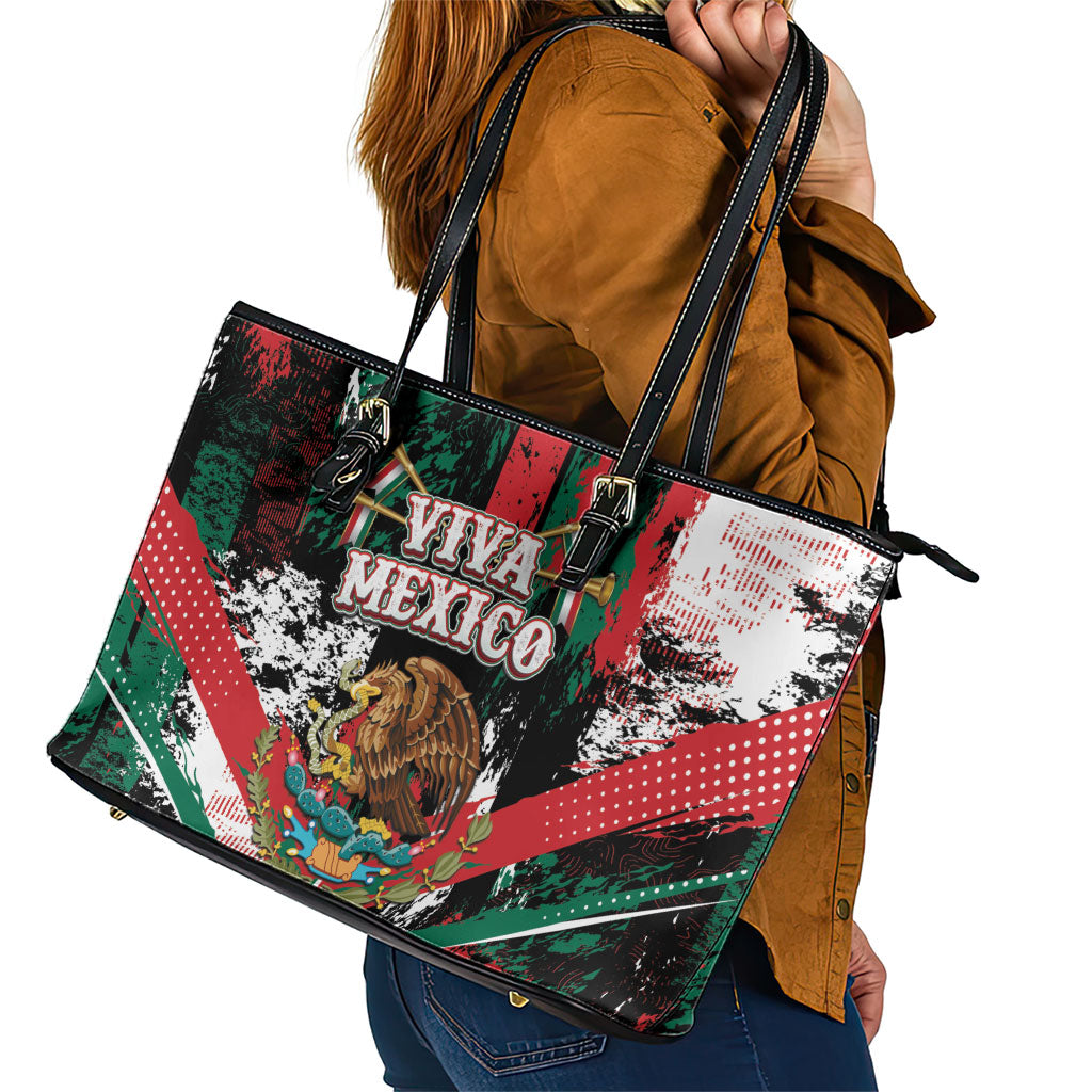 Viva Mexico Leather Tote Bag Happy Independence Day