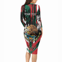 Personalized Viva Mexico Long Sleeve Bodycon Dress Happy Independence Day
