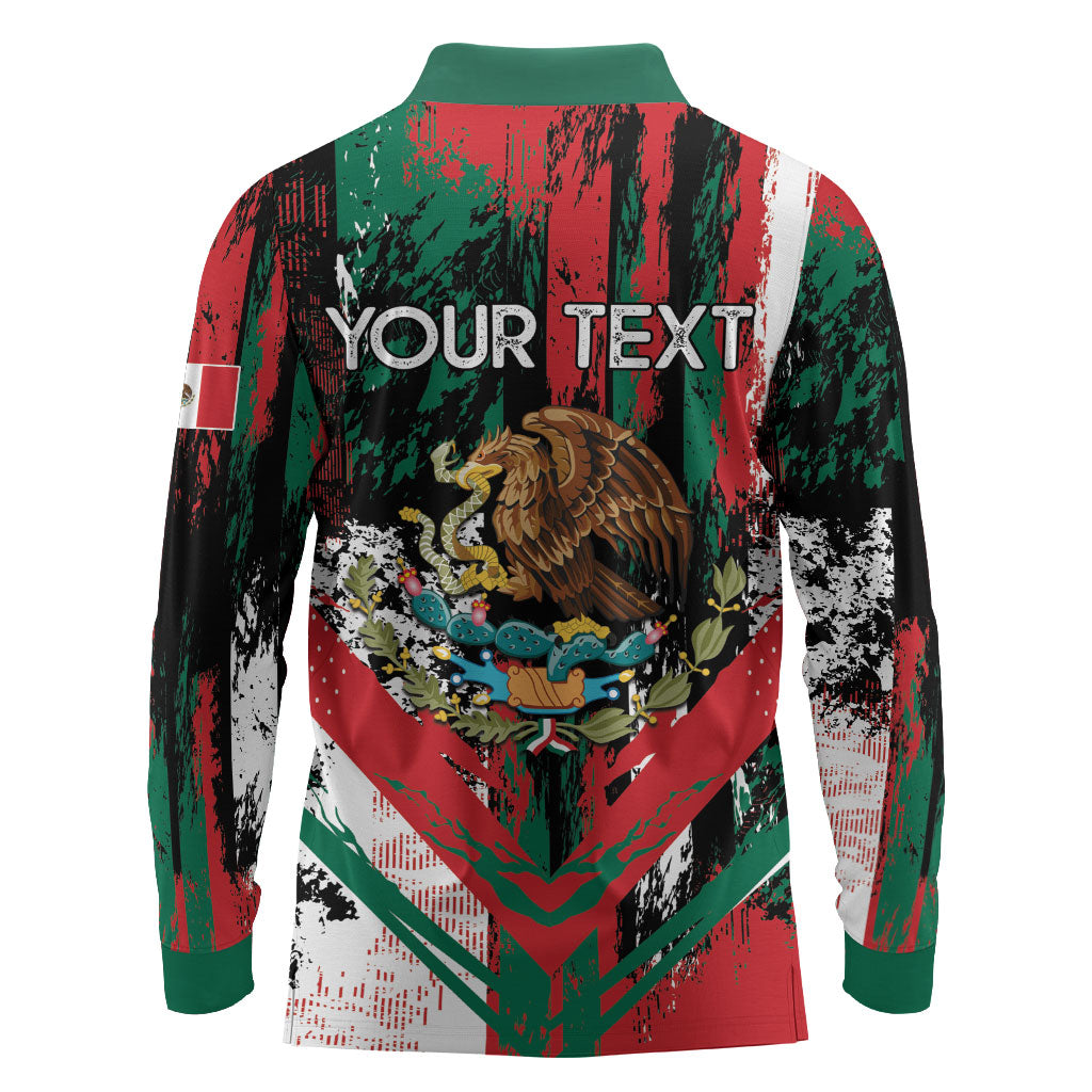Personalized Viva Mexico Long Sleeve Polo Shirt Happy Independence Day