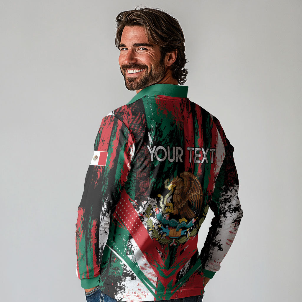 Personalized Viva Mexico Long Sleeve Polo Shirt Happy Independence Day