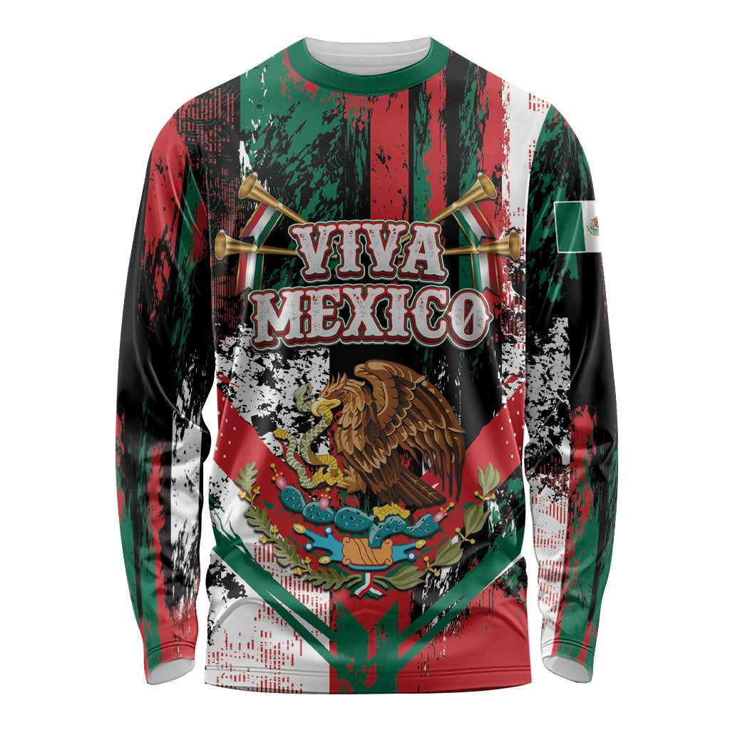 Personalized Viva Mexico Long Sleeve Shirt Happy Independence Day