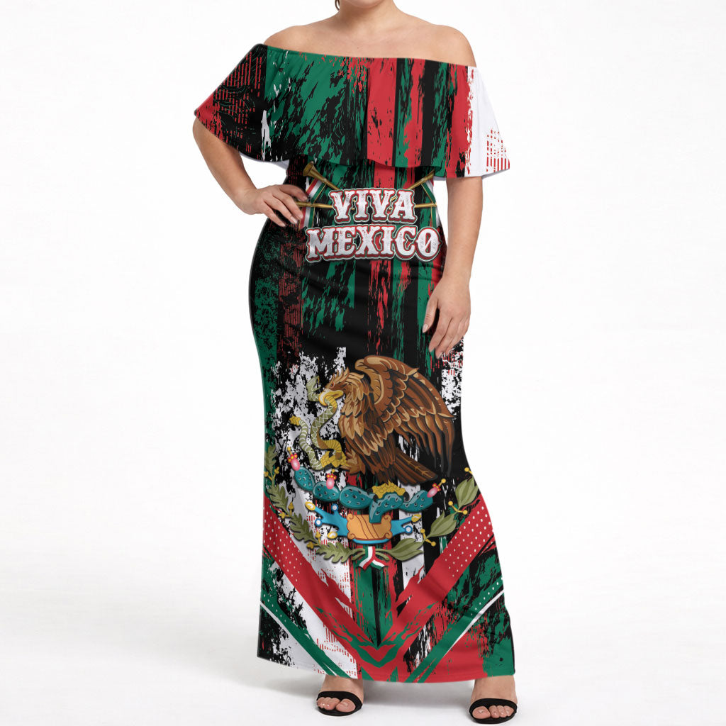 Personalized Viva Mexico Off Shoulder Maxi Dress Happy Independence Day