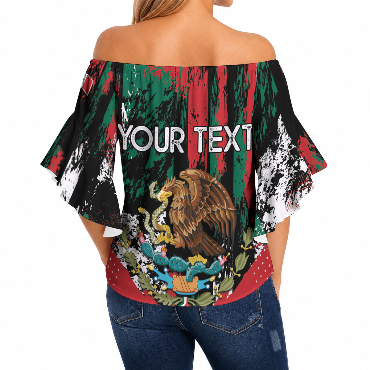 Personalized Viva Mexico Off Shoulder Wrap Waist Top Happy Independence Day