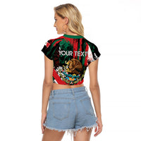 Personalized Viva Mexico Raglan Cropped T Shirt Happy Independence Day