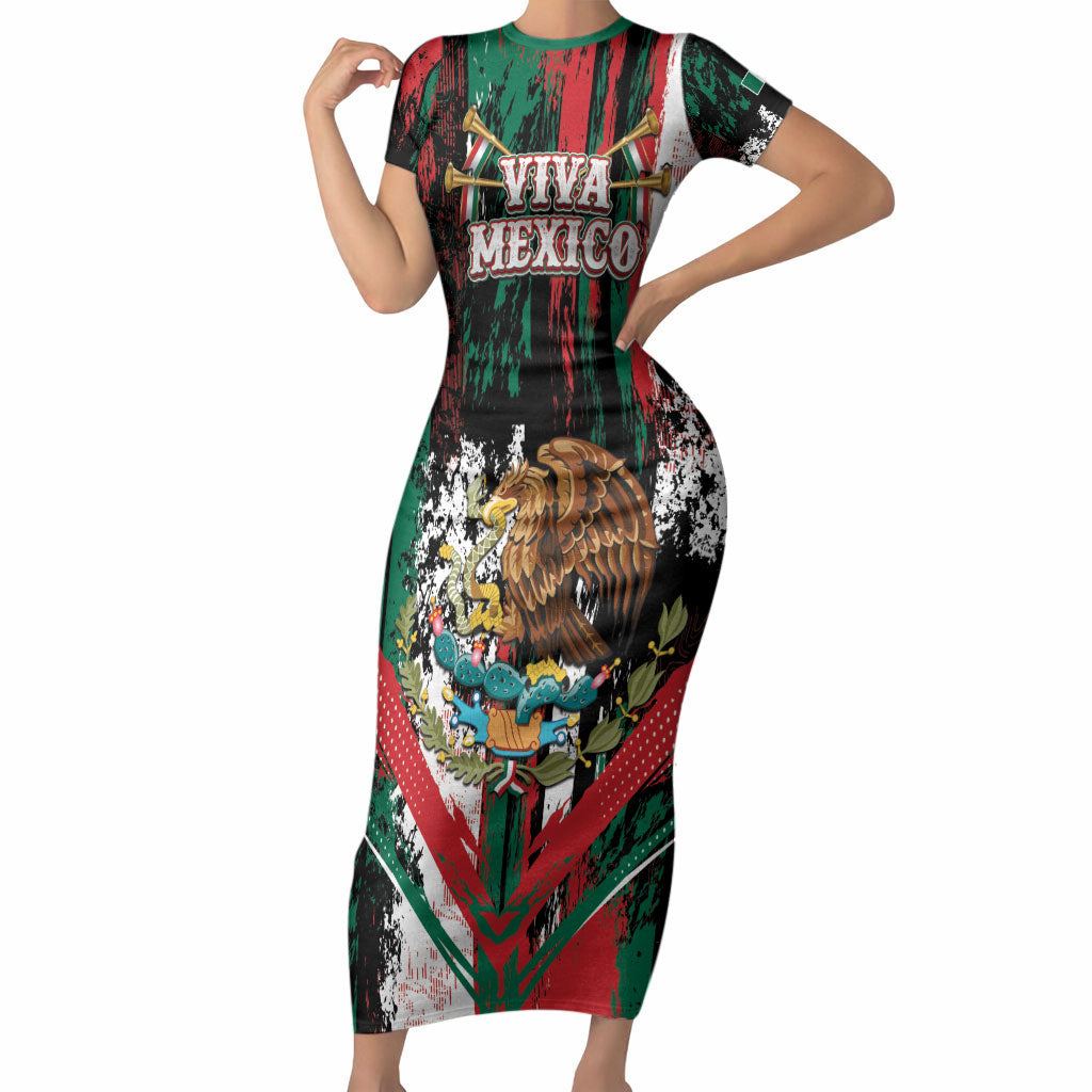 Personalized Viva Mexico Short Sleeve Bodycon Dress Happy Independence Day