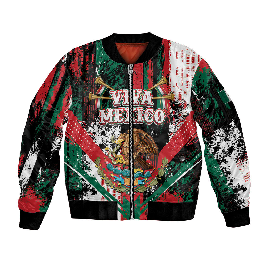 Personalized Viva Mexico Sleeve Zip Bomber Jacket Happy Independence Day
