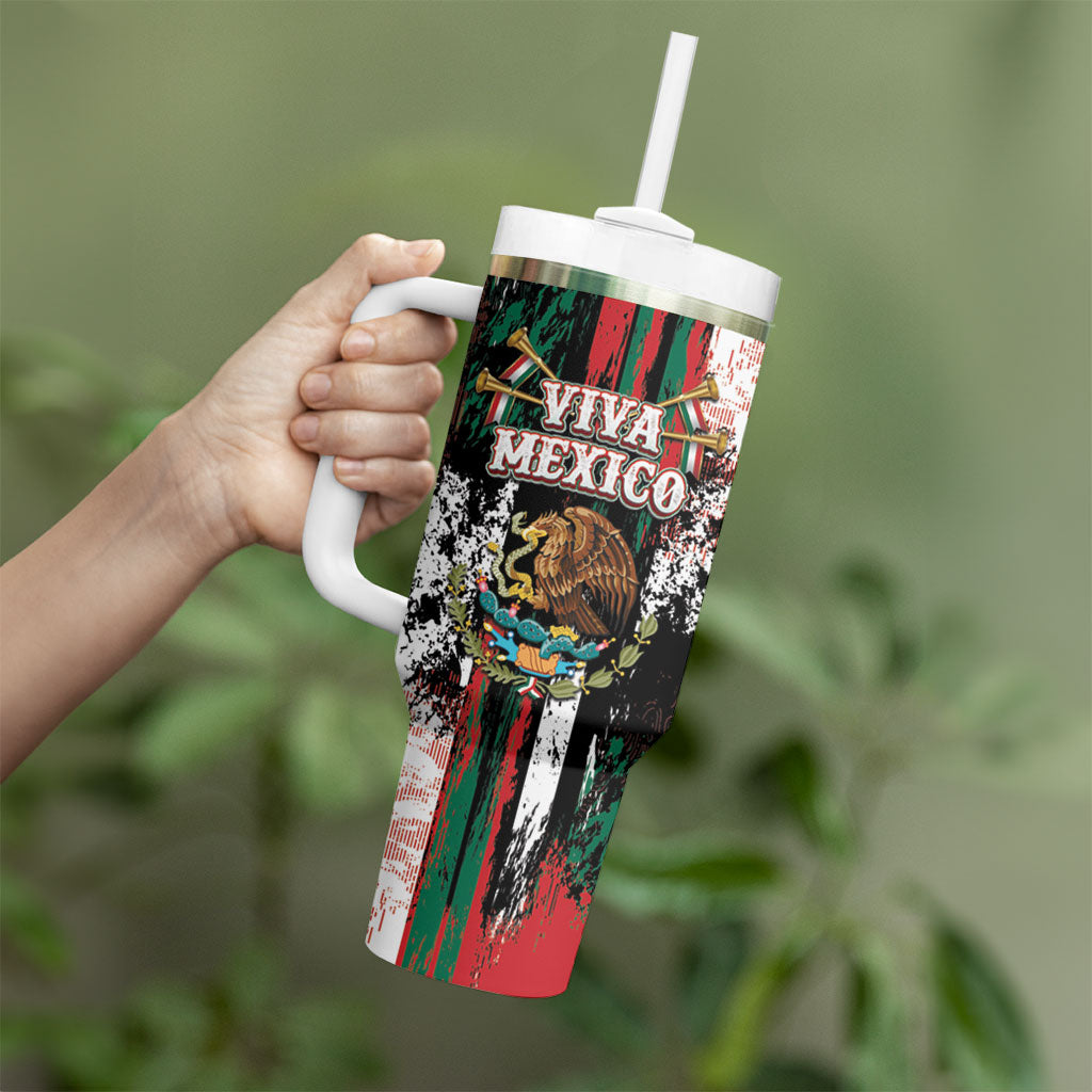 Personalized Viva Mexico Tumbler With Handle Happy Independence Day