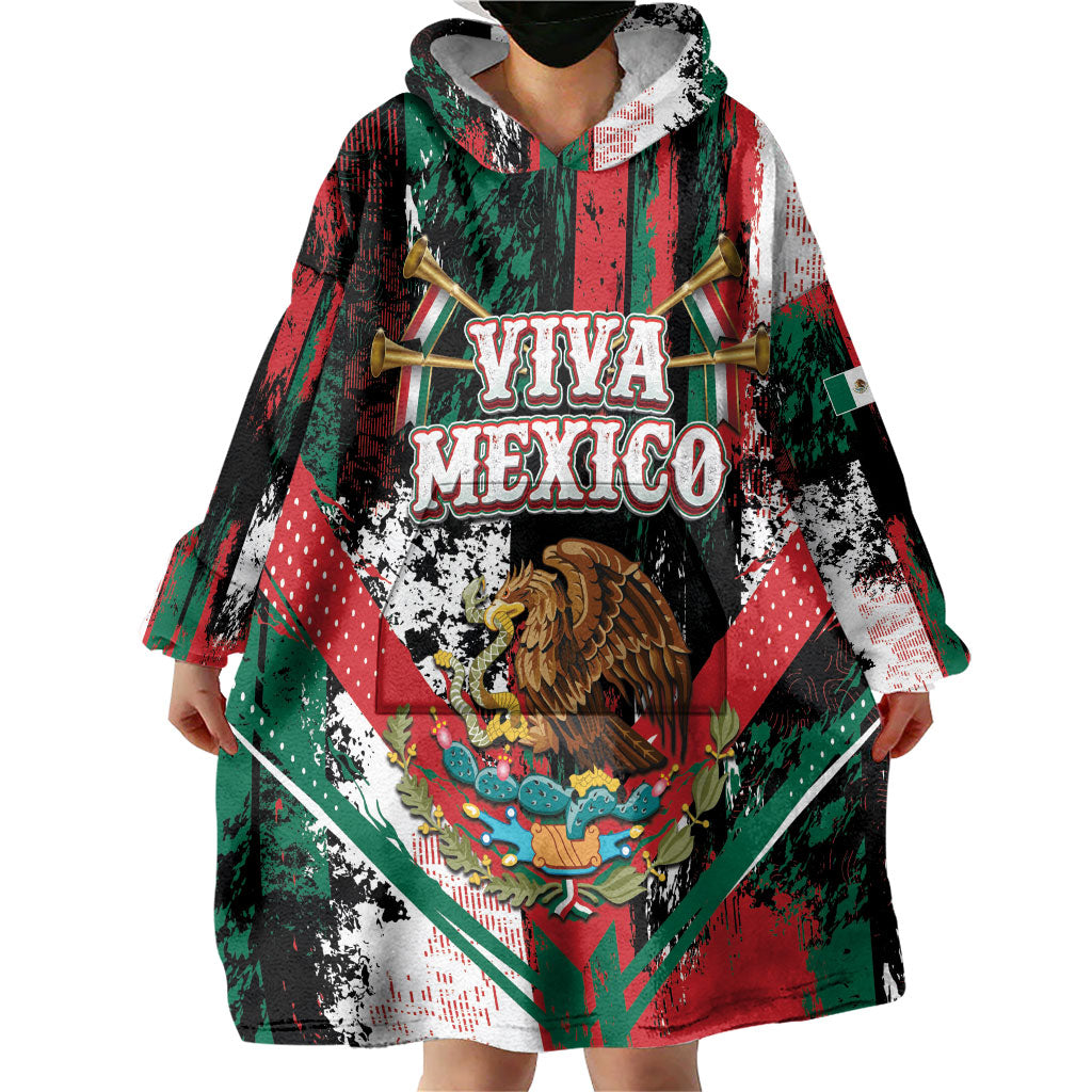 Personalized Viva Mexico Wearable Blanket Hoodie Happy Independence Day