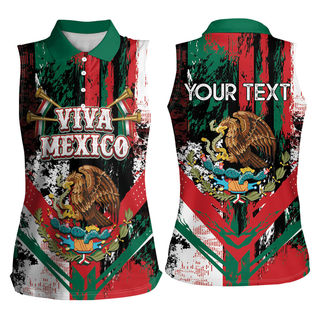 Personalized Viva Mexico Women Sleeveless Polo Shirt Happy Independence Day