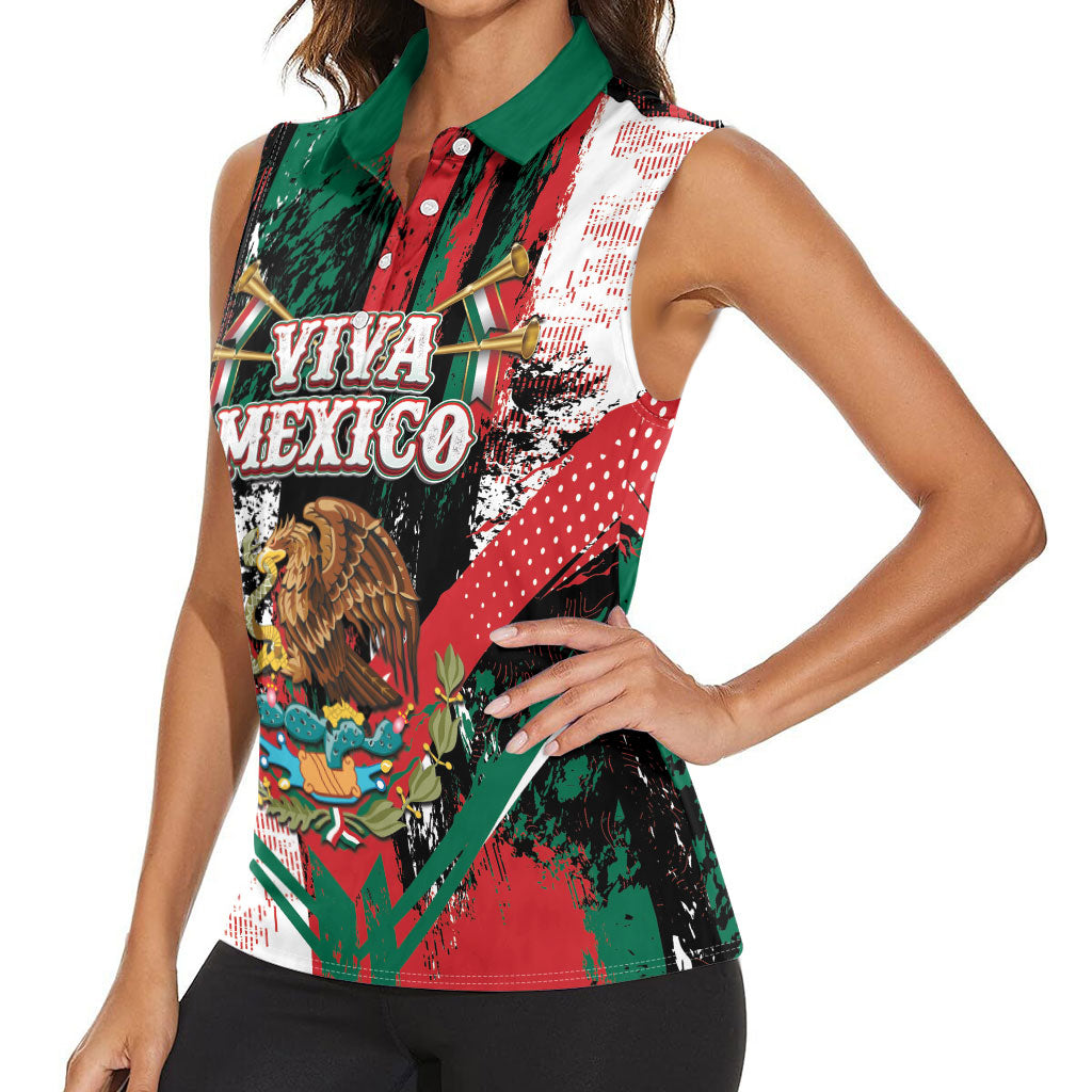 Personalized Viva Mexico Women Sleeveless Polo Shirt Happy Independence Day
