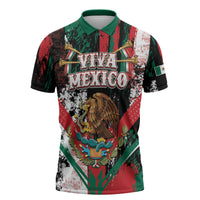 Personalized Viva Mexico Zipper Polo Shirt Happy Independence Day