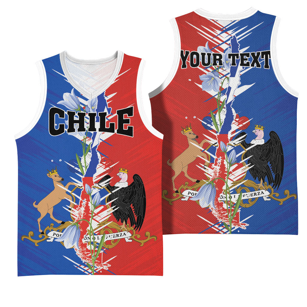 Personalized Chile Flag Map Basketball Jersey Happy Independence Day