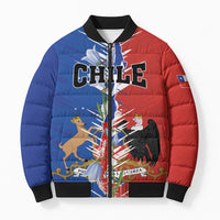 Personalized Chile Flag Map Bomber Puffer Jacket Happy Independence Day