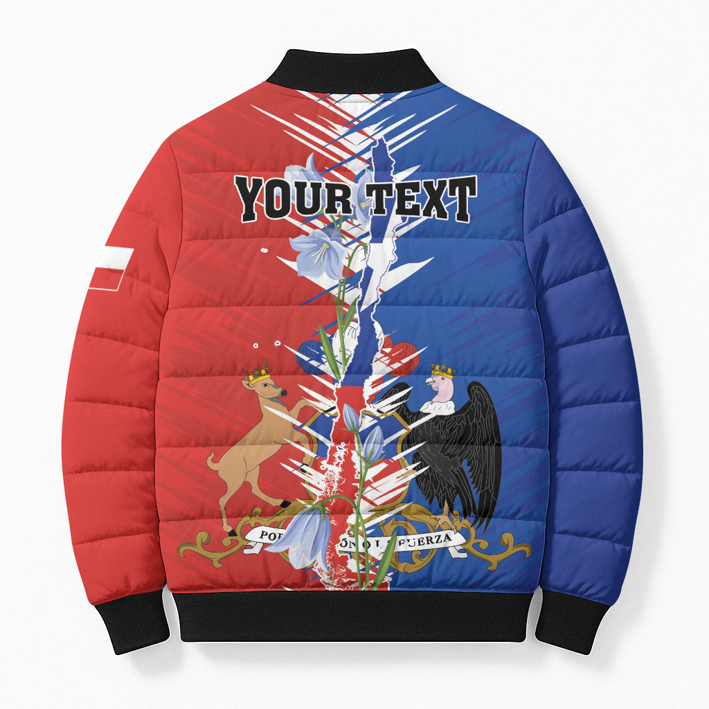 Personalized Chile Flag Map Bomber Puffer Jacket Happy Independence Day