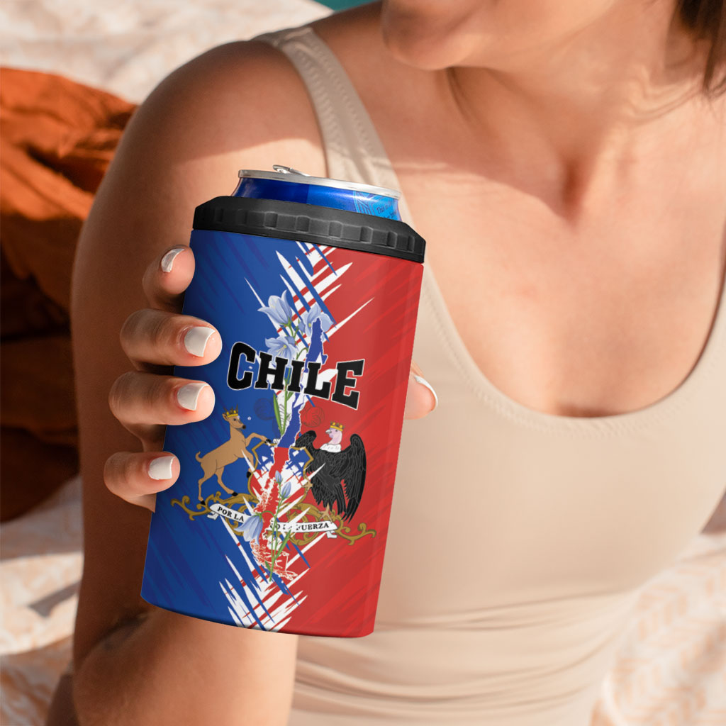 Personalized Chile Flag Map 4 in 1 Can Cooler Tumbler Happy Independence Day