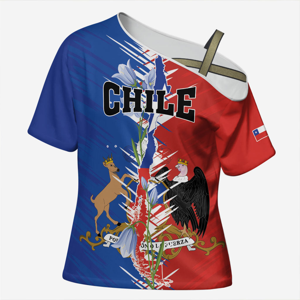 Personalized Chile Flag Map Cross Shoulder Shirt Happy Independence Day