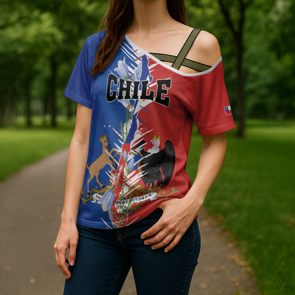 Personalized Chile Flag Map Cross Shoulder Shirt Happy Independence Day