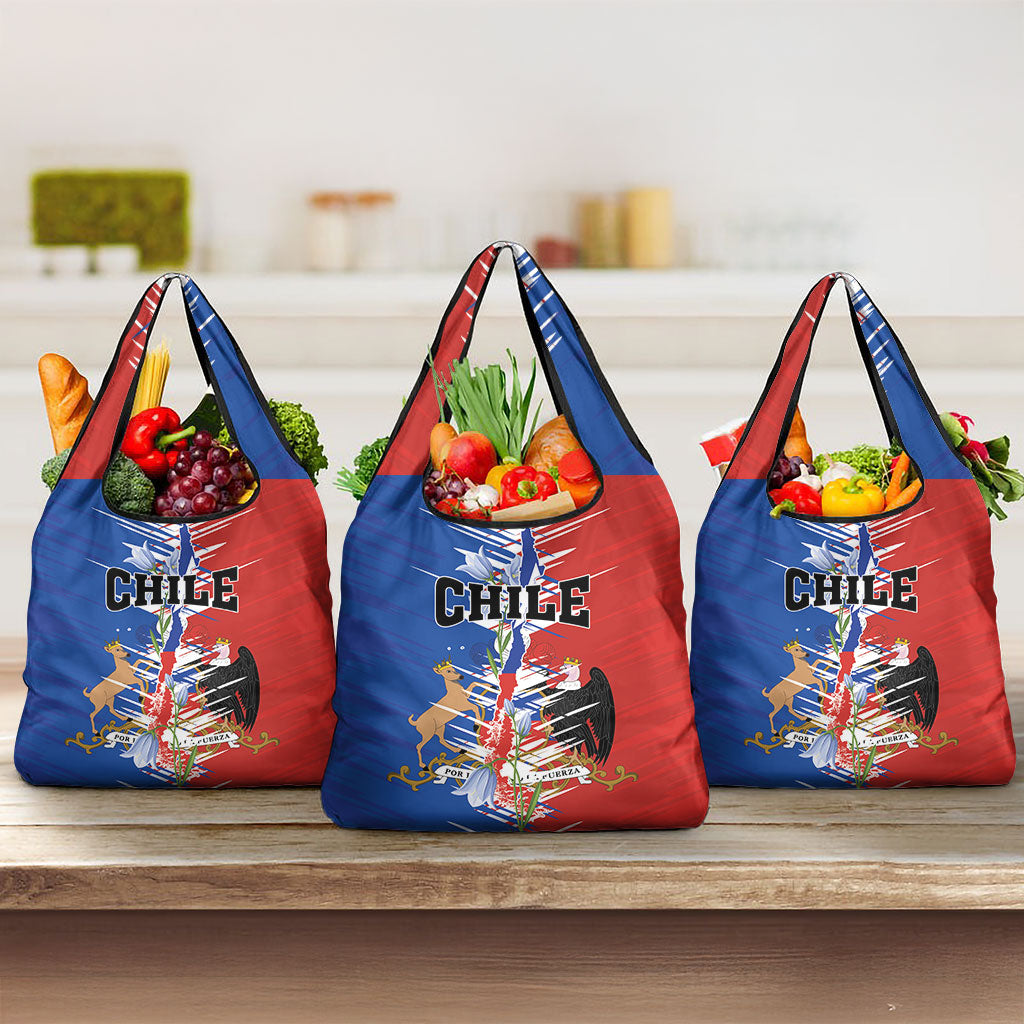 Chile Flag Map Grocery Bag Happy Independence Day