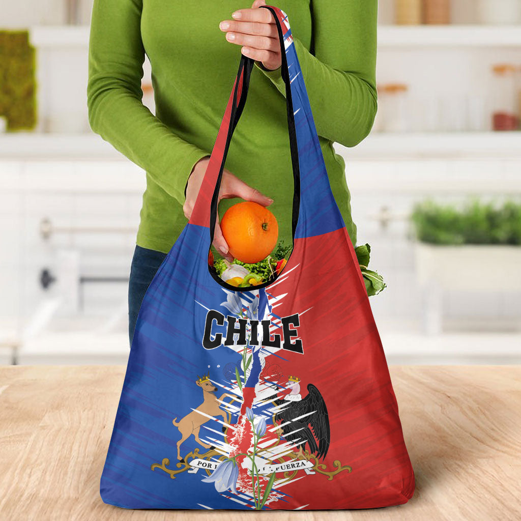 Chile Flag Map Grocery Bag Happy Independence Day