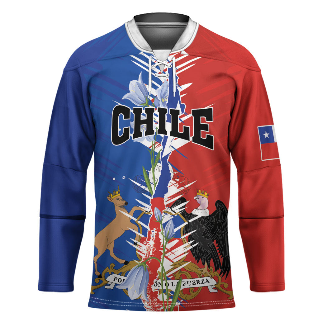 Personalized Chile Flag Map Hockey Jersey Happy Independence Day